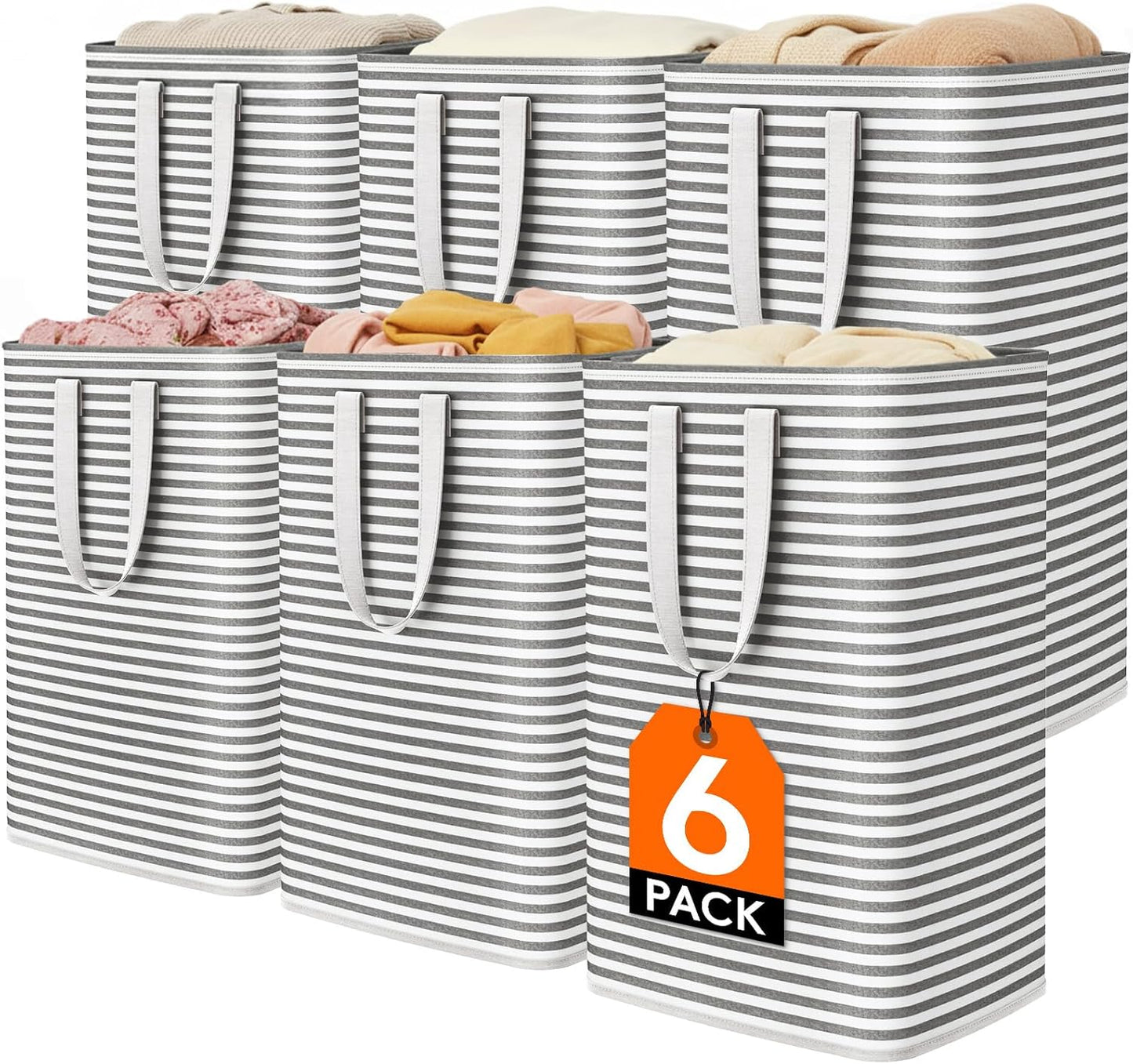 1 Pack Laundry Basket 80L Each, Collapsible Clothes Hamper with Reinforced Handles, Freestanding Waterproof Design for Bedroom and Laundry Room, Grey 80L Total