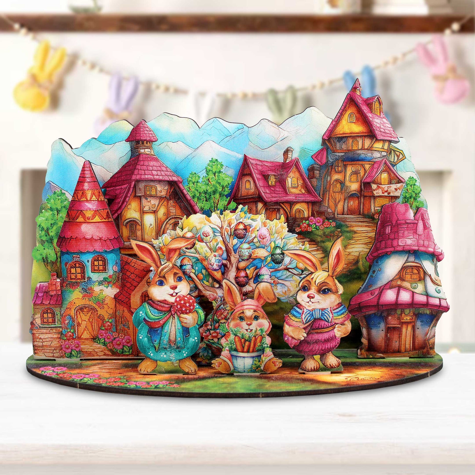 Easter Bunny Village Decorative Village Set by G. Debrekht Easter Spring Decor - 852769-3