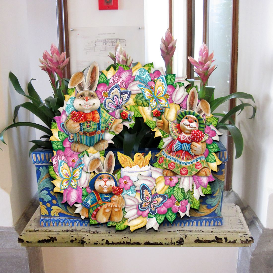 Easter Family Holiday Door Wreath by G. DeBrekht - Easter Spring Decor - 8185301-3H-2