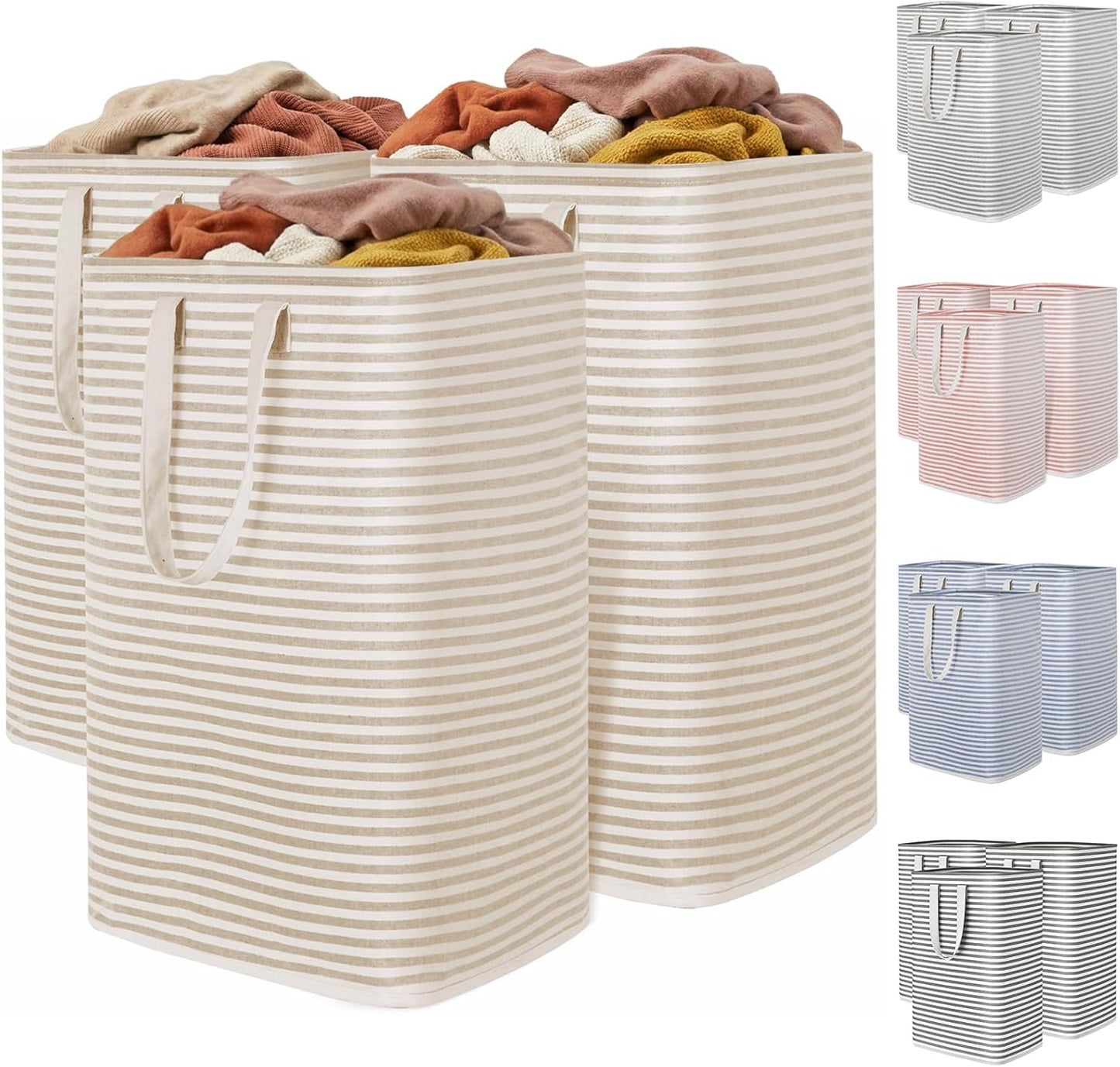 1 Pack Laundry Basket 80L Each, Collapsible Clothes Hamper with Reinforced Handles, Freestanding Waterproof Design for Bedroom and Laundry Room, Grey 80L Total
