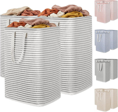 1 Pack Laundry Basket 80L Each, Collapsible Clothes Hamper with Reinforced Handles, Freestanding Waterproof Design for Bedroom and Laundry Room, Grey 80L Total