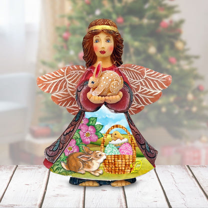 Easter Angel With Bunny Handcrafted Christmas Figurine - G. DeBrekht - Easter Spring Decor - 516662-0