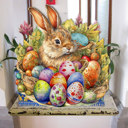 Easter Bunny with Eggs Holiday Door Decor by G. Debrekht - Easter Spring Decor - 8652766H-1