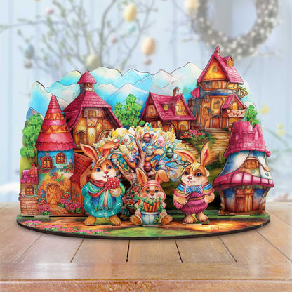 Easter Bunny Village Decorative Village Set by G. Debrekht Easter Spring Decor - 852769-0