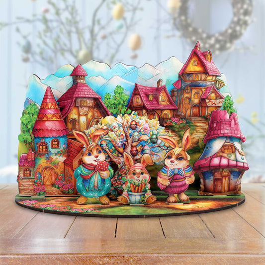 Easter Bunny Village Decorative Village Set by G. Debrekht Easter Spring Decor - 852769-0