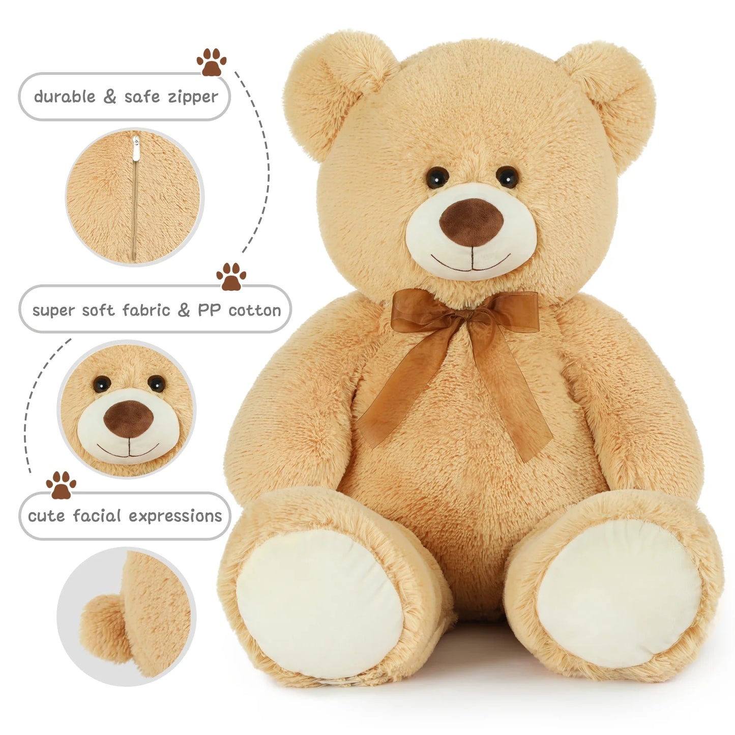 Giant Teddy Bear 35.4'' Giant Stuffed Animal Big Bear Plush Toy