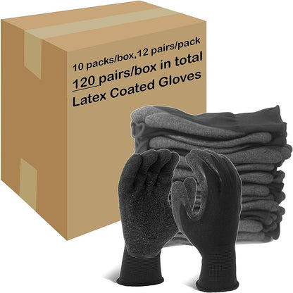 Crinkle Latex Rubber Hand Coated Safety Work Gloves for Men Women General Multi Use Construction Warehouse Gardening Assembly Landscaping (Medium,Green 12 Pairs)