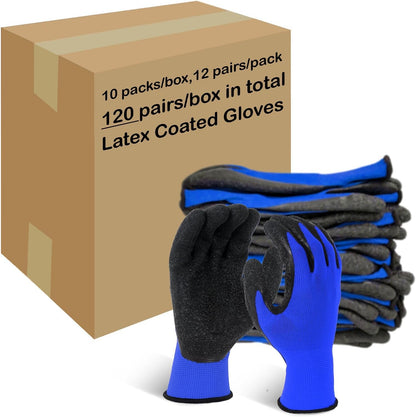 Crinkle Latex Rubber Hand Coated Safety Work Gloves for Men Women General Multi Use Construction Warehouse Gardening Assembly Landscaping (Medium,Green 12 Pairs)