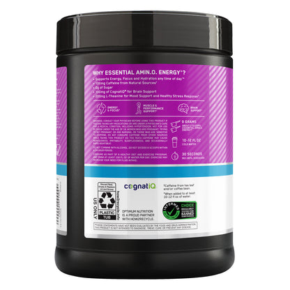 Optimum Nutrition Essential Amino Energy + Electrolytes, Grape, 1.42 Lbs
