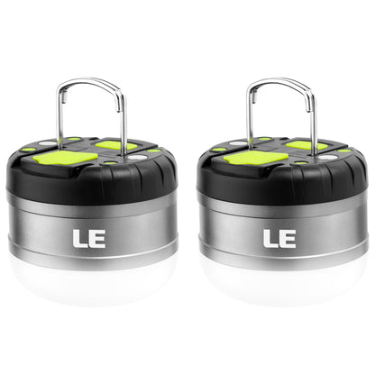 Lepro LED Rechargeable Camping Lantern with Hook, 2-Pack