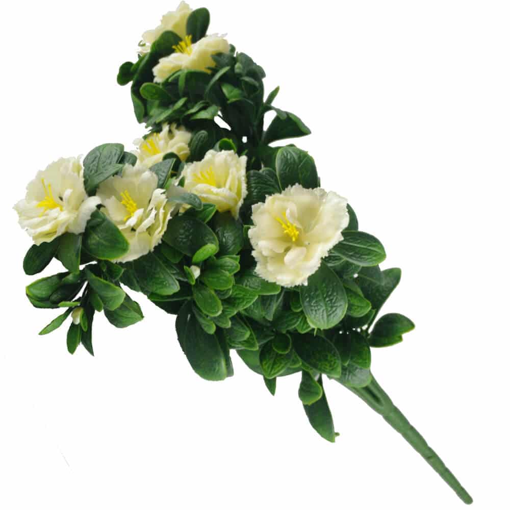 Faux White Rose Bunch UV Resistant 18"-0