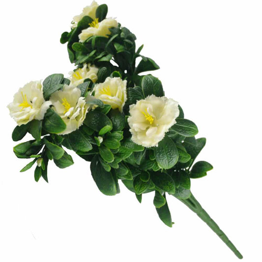 Faux White Rose Bunch UV Resistant 18"-0