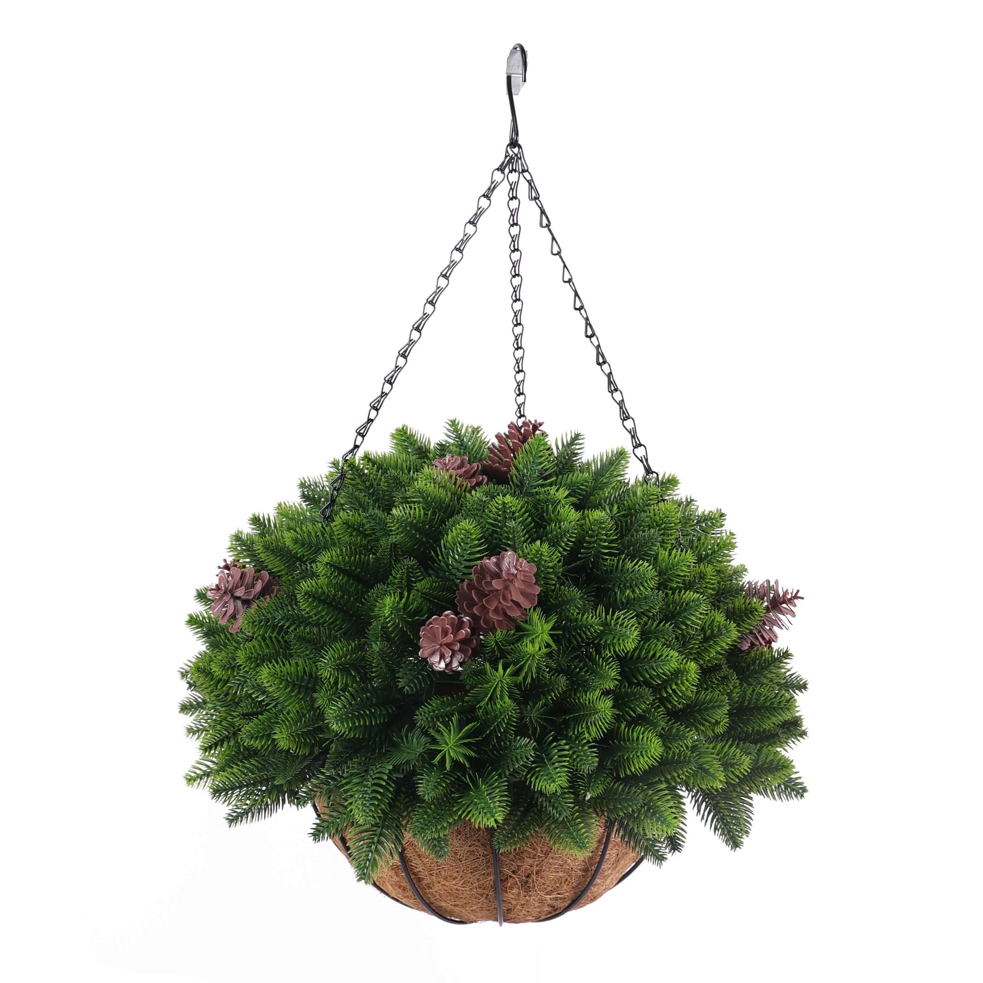 Hanging Artificial Cedar Pine Cone Basket 18" UV Resistant-0