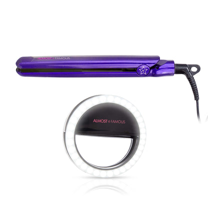 Tropico Getaway 0.5" Flat Iron with Travel Bag + "Spotlight" LED Selfie Light-1