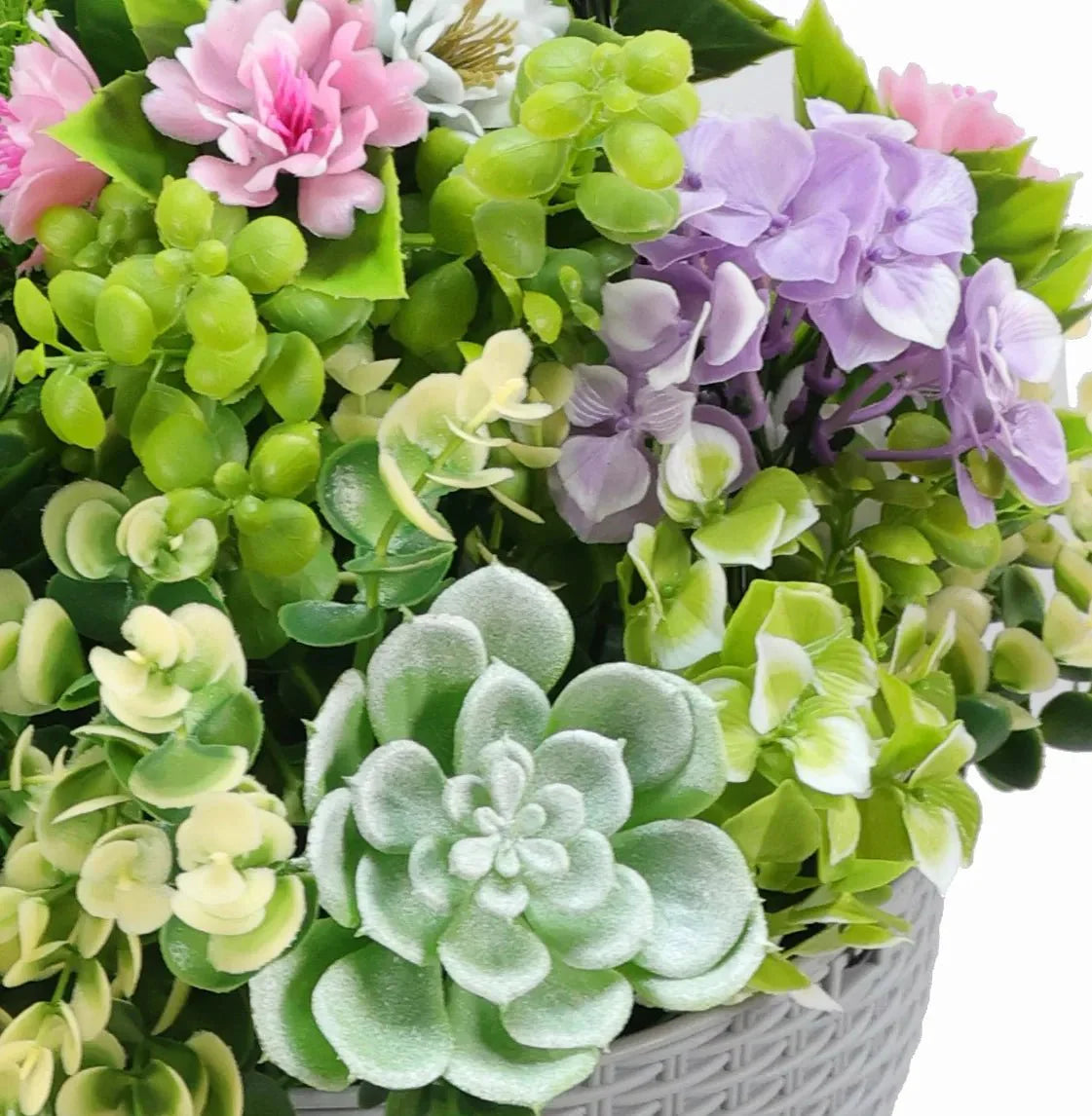 Hanging Artificial Succulent Basket 14" UV Resistant-2